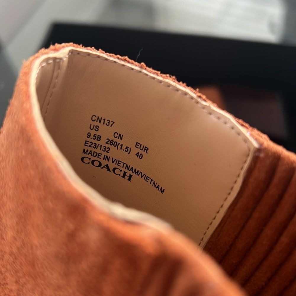 COACH Prestyn Ankle Booties Burnished Amber, Leather Suede, New, Size 9 - Picture 13 of 16